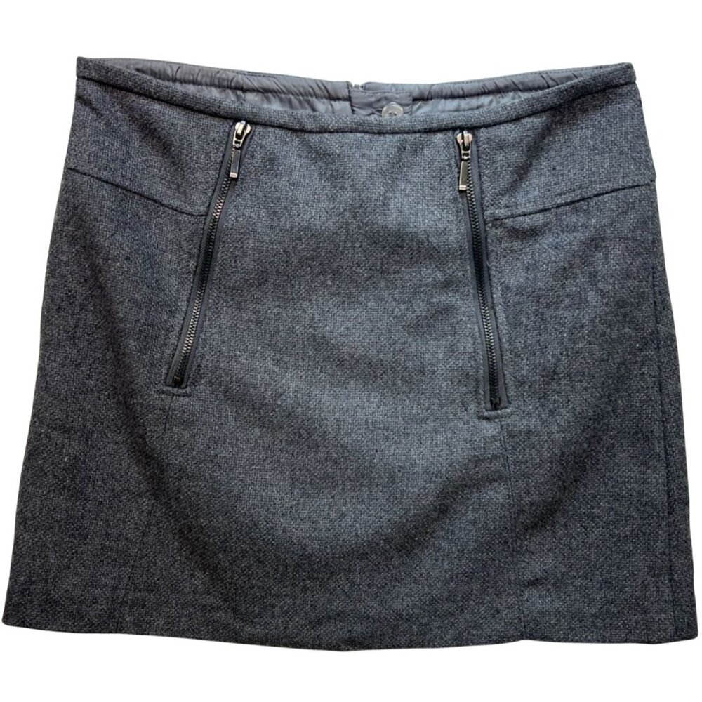 Kenar Vintage Women's Wool Blend Mini Skirt Zipper Size 2 Charcoal Gray Casual
